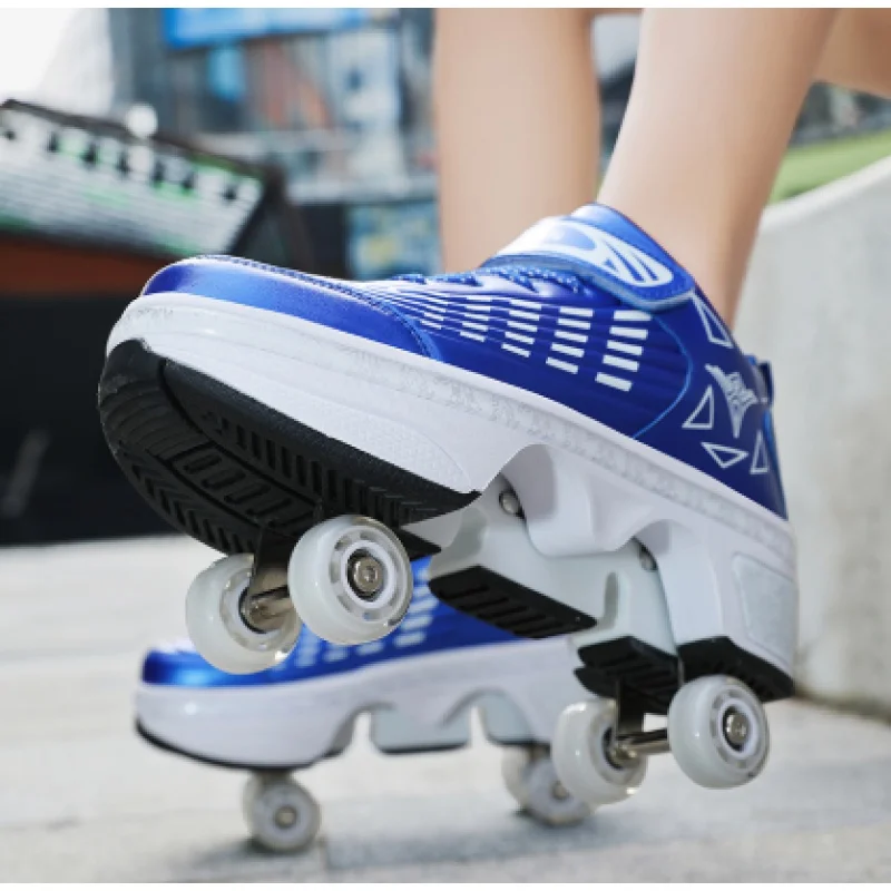 2022 Deform Wheel Skates Roller Skate Shoes With 4-Wheel Casual Deformation Parkour Runaway Sneakers For Children Rounds Walk