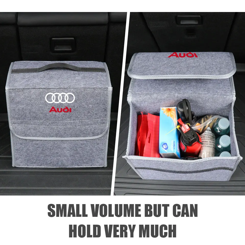 For Audi SLINE A3 8P S3 A4 B8 B7 A6 C5 C7 A5 Q3 Q5 Q7 TT A1 TT RS Quattro Car Logo Trunk Storage Box Felt Folding Organizer Case view 5