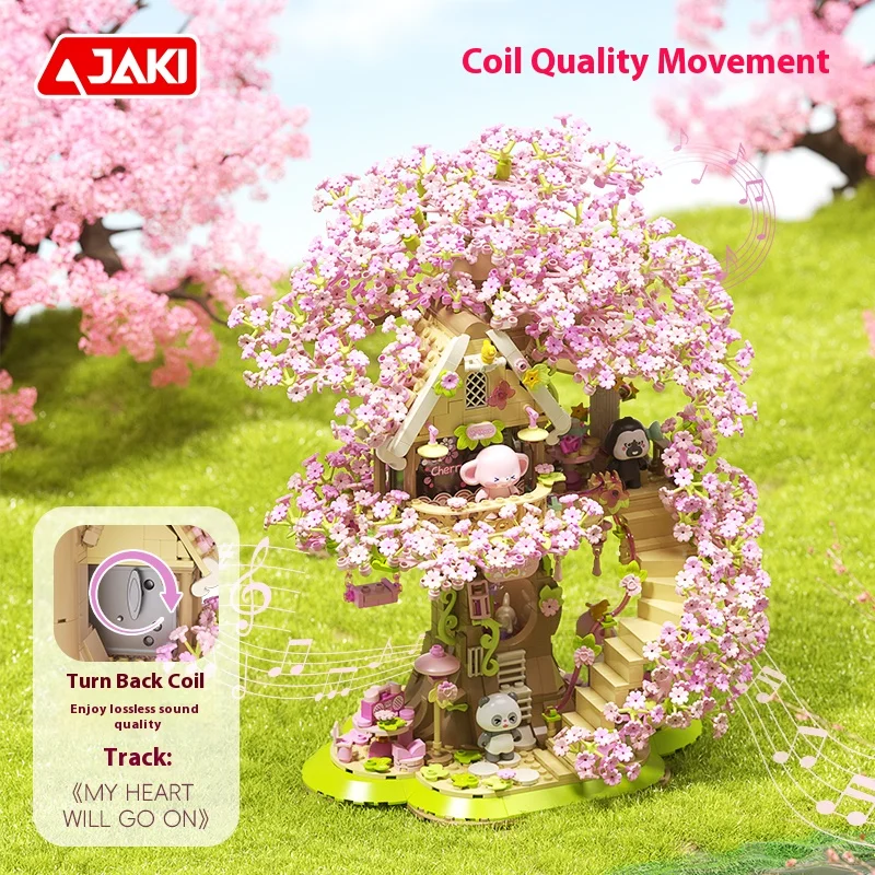 

JAKI Street Series AK018 Дом на дереве Сакуры Строительные блоки Игрушечная модель Сборочные украшения Девушки День святого Валентина Игрушка в подарок