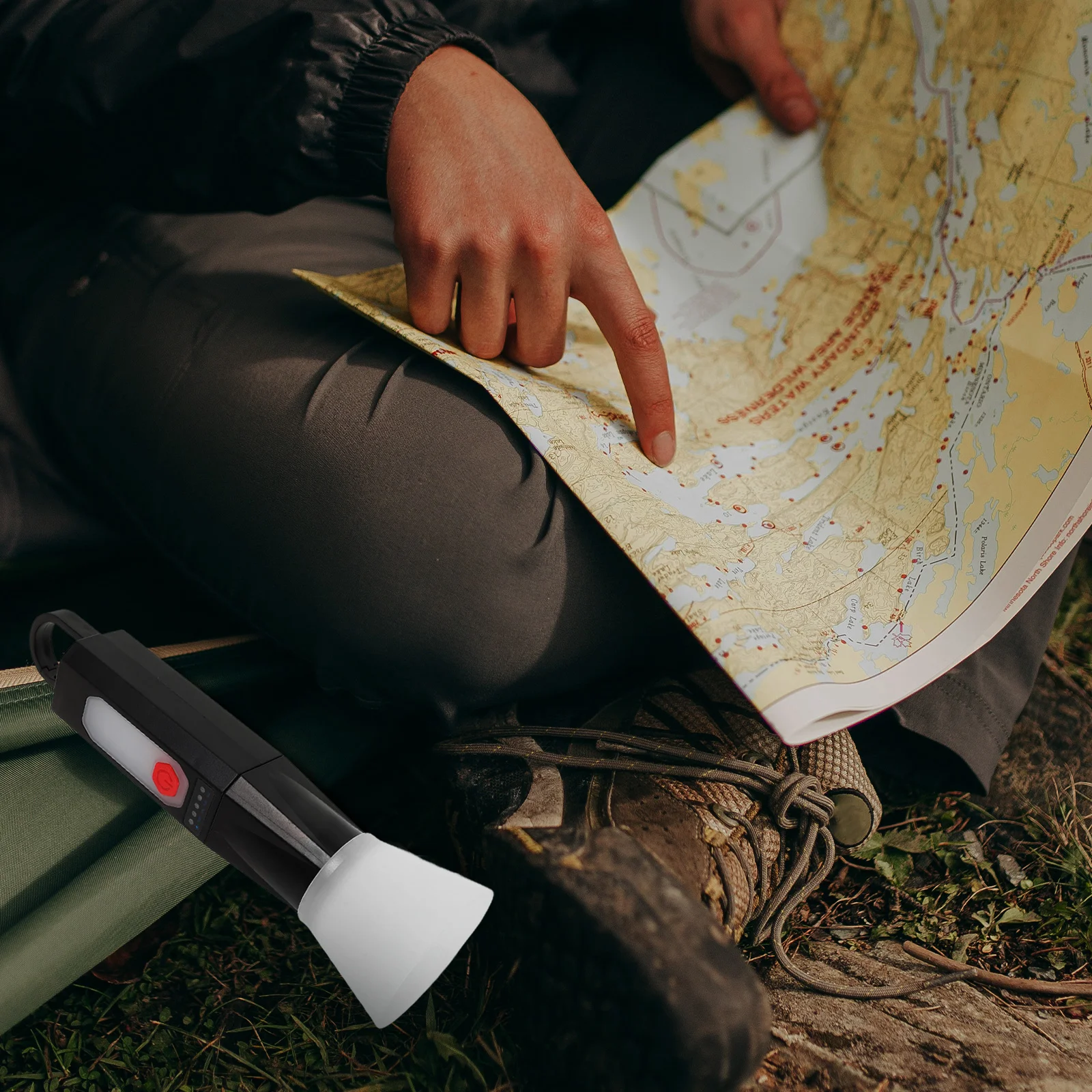 Handheld Flashlight LED Rechargeable Camping Lamp Multifunctional Lights Plastic Solar Travel Emergency