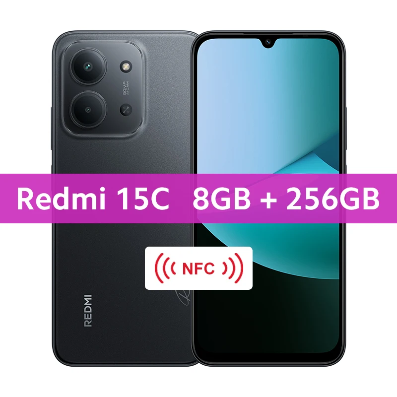 Global Version Xiaomi Redmi 15C Smartphone MediaTek Helio G81-Ultra 120Hz 6.9" Dot Drop display 50MP main camera 33W charging