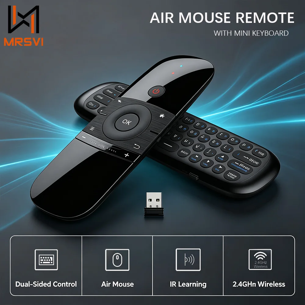 MRSVI W1 2.4G Air Mouse Remote Control IR Learning 6-Axis Motion Wireless Keyboard Sense for Smart Android TV Android Box PC