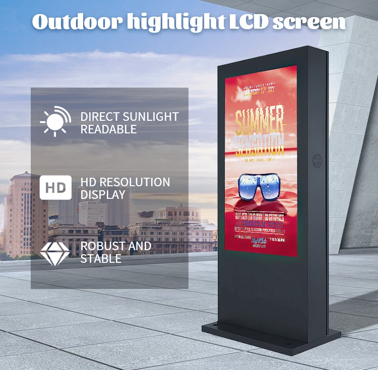 في الهواء الطلق الغبار ومقاوم للماء LCD الإعلان شاشة لافتات رقمية عرض الطوطم في الهواء الطلق