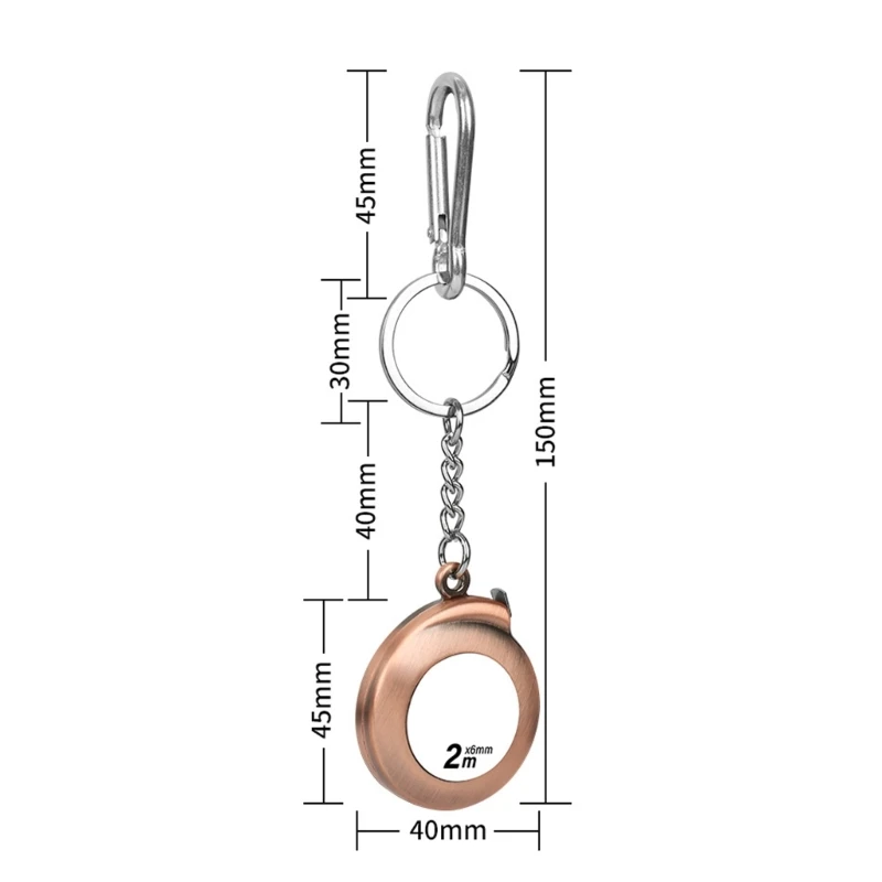 652F Mini Tape Measure with Keychain 2M Retractable Measuring Tape Portable Small Measurement Tape for Adult Kids Durable