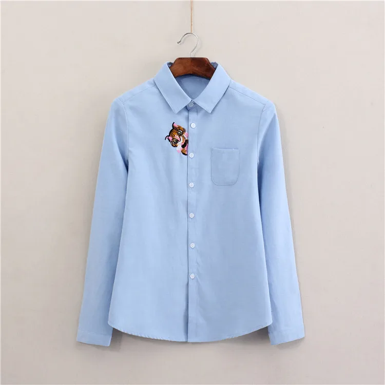 

Brand Women Blouses Shirts 2023 New White Blue Casual Style Embroidery Long Sleeve Shirts Female Tops Art Style Blusas Blouse