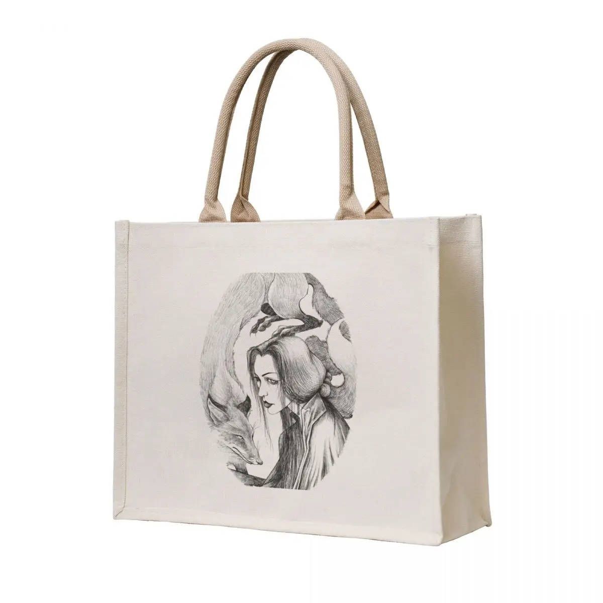 

fox sketch Tote Bag personalized tote bag women bag Gift Big