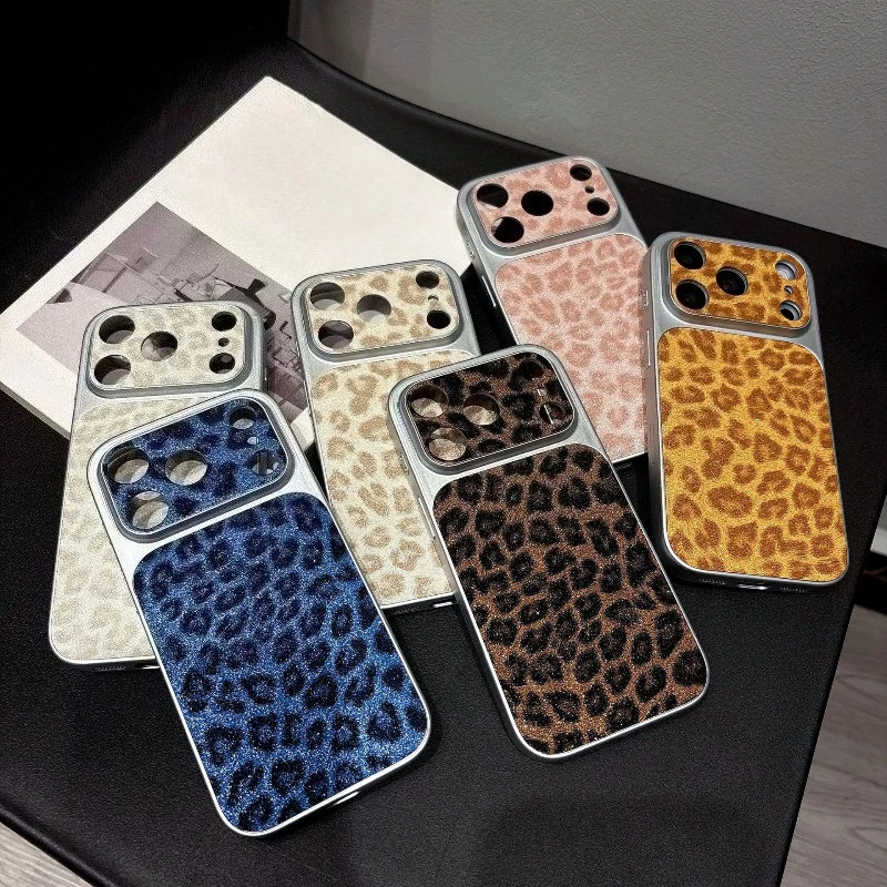 Coque antichoc électroplaquée motif léopard pour iPhone 17, 16, 15, 14 Pro Max, 17 Pro, 17 Pro Max – Housse de protection pour homme et femme