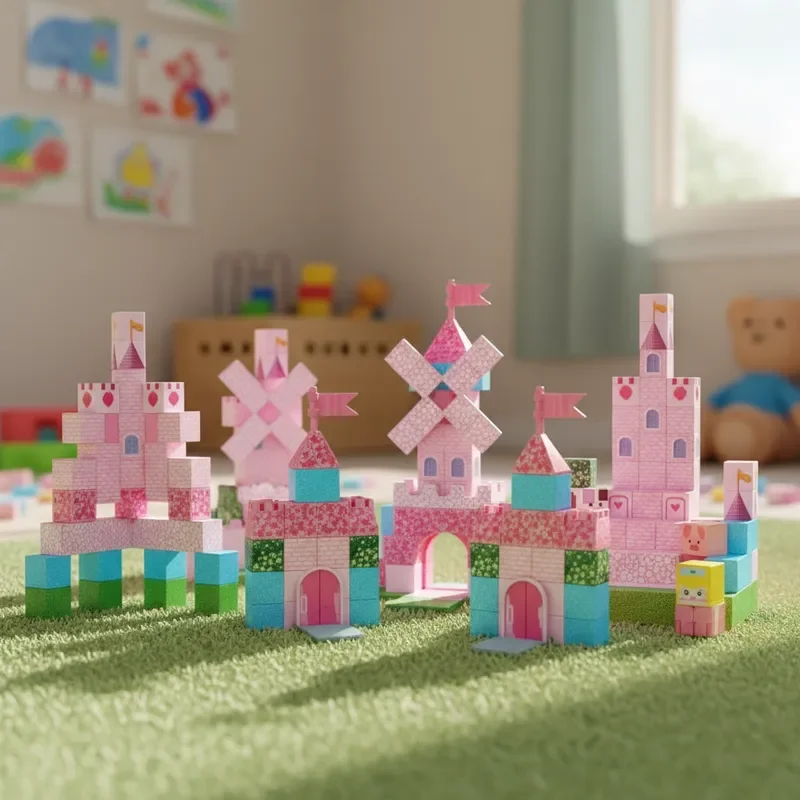 100Pcs Magnetic Blocks Free Assembly Pink Princess Castle 3D Creative DIY Decor STEM Gift For Girls Present Premium Box