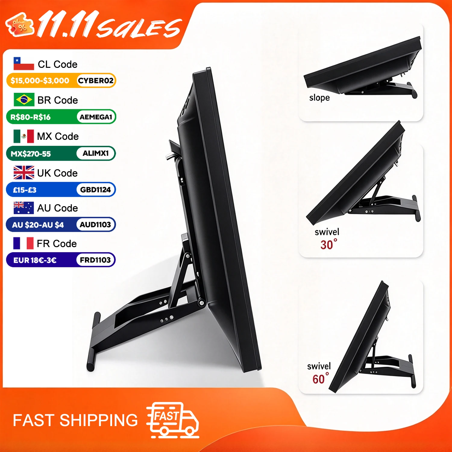 Suporte de base para monitor LCD de 14-27 ''/suporte de exibição de tablet gráfico digital/suporte universal dobrável para WACOM/HUION/XP-PEN