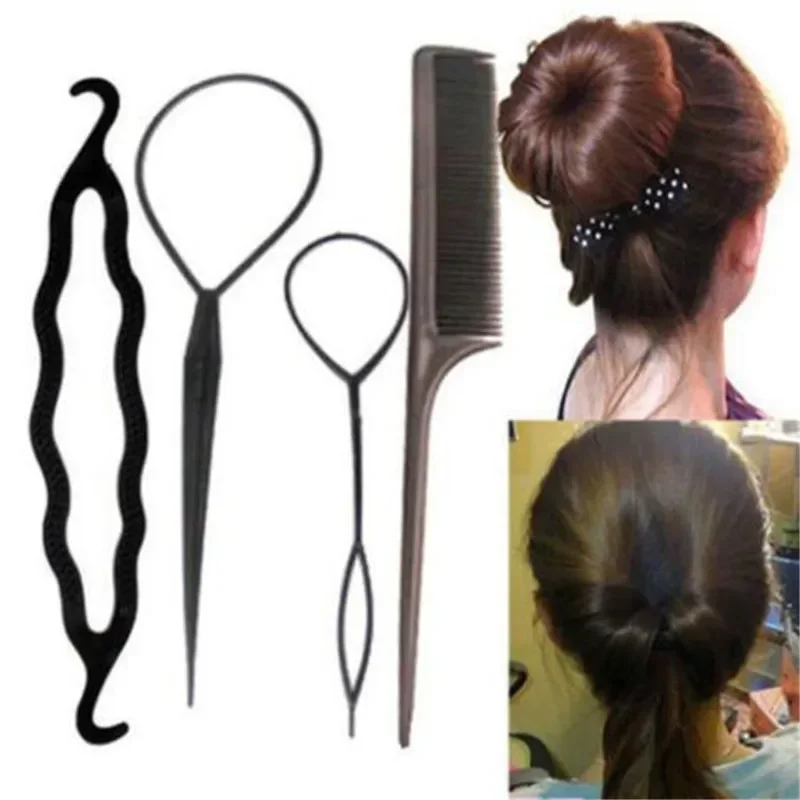 

4pcs/set Hair Tool Ponytail Creator Plastic Loop Styling Tools Pony Tail Clip Hair Braid Maker Styling Tool Fashion Salon