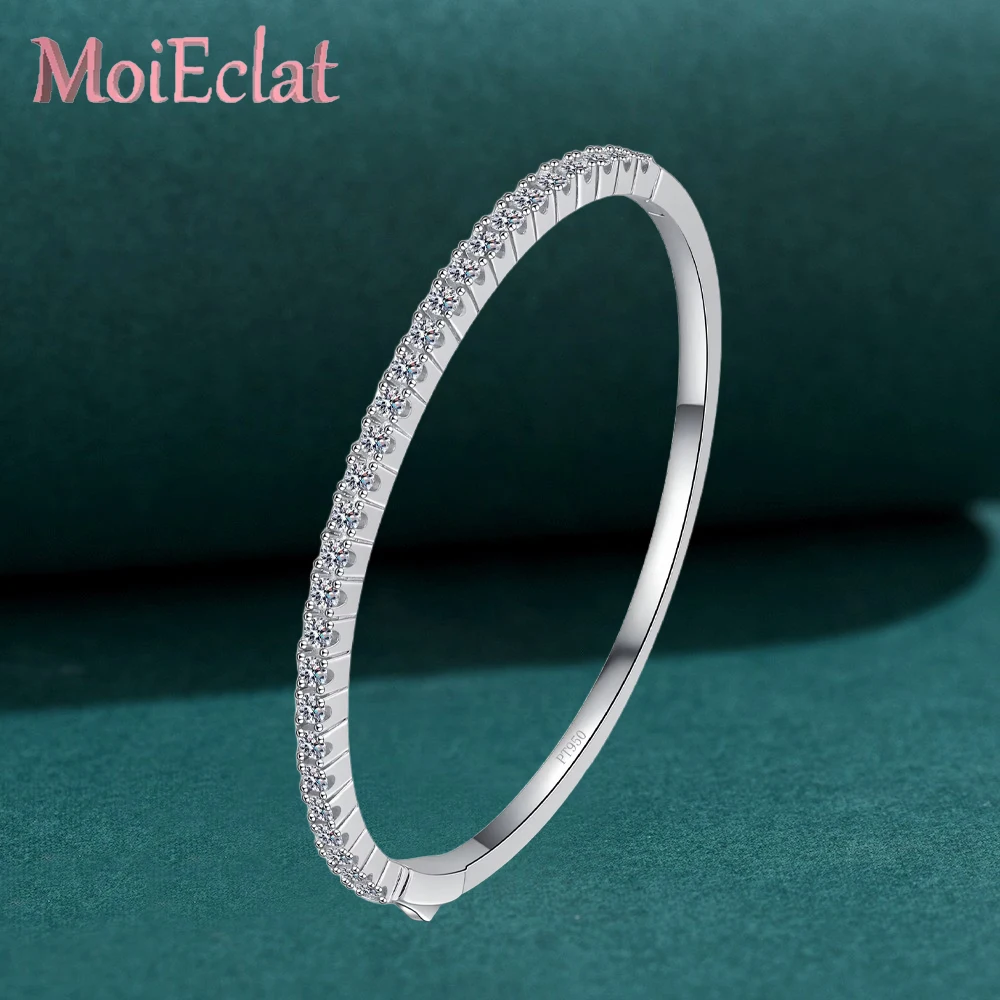 

Luxury Elegant Full Inlaid Moissanite 1.68 Carat Bangles for Women's Fine Jewelry Collection, Platinum PT950 Exquisite Bracelets