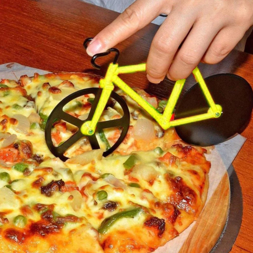 Bicycle Pizza Cutter Wheel Non-stick Dual Cutting Wheels Stainless Steel Bike Pizza Slicer for Pizza