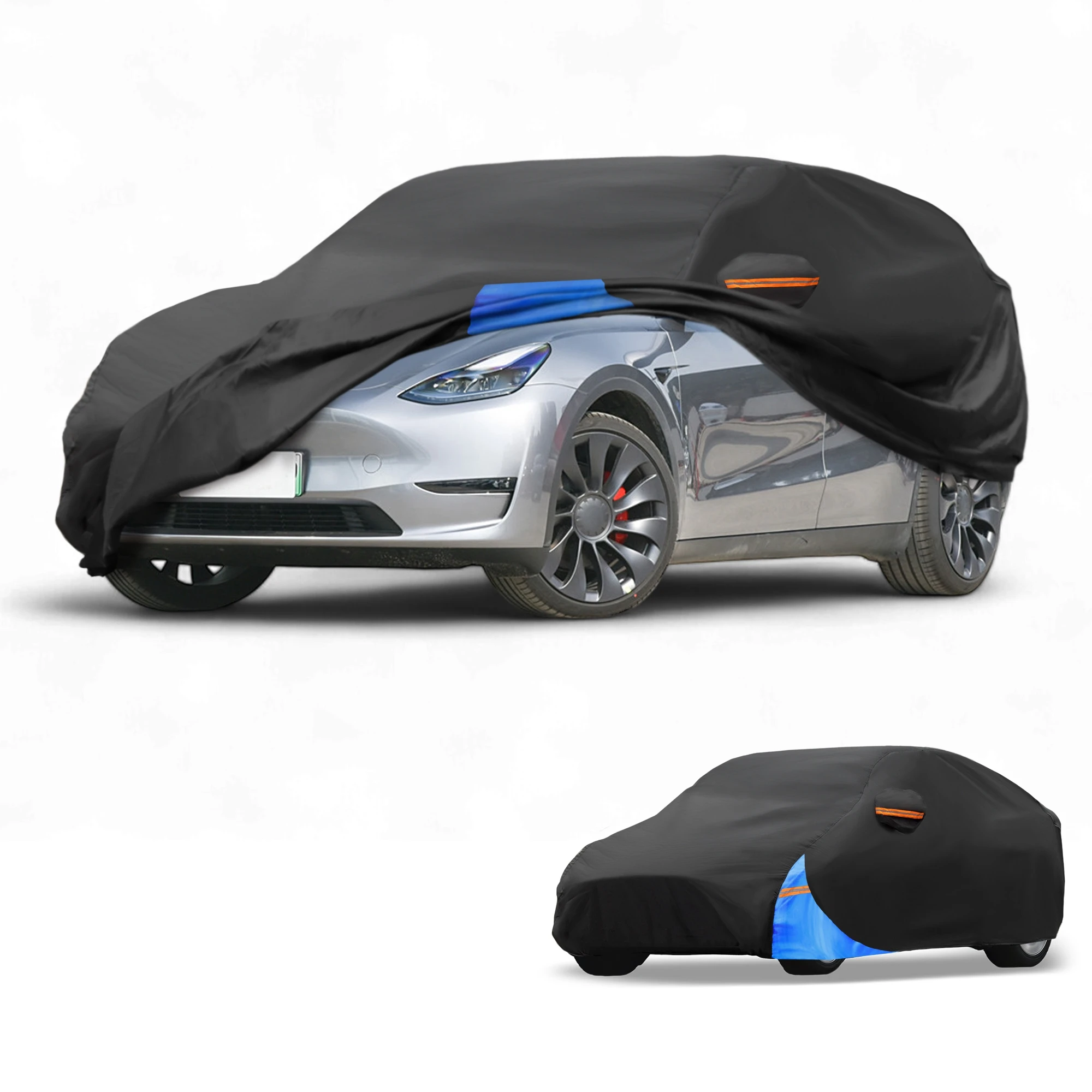 

Motoforti Car Cover Waterproof All Weather for Tesla Model Y 2020-2024 Black Blue 210D-PU