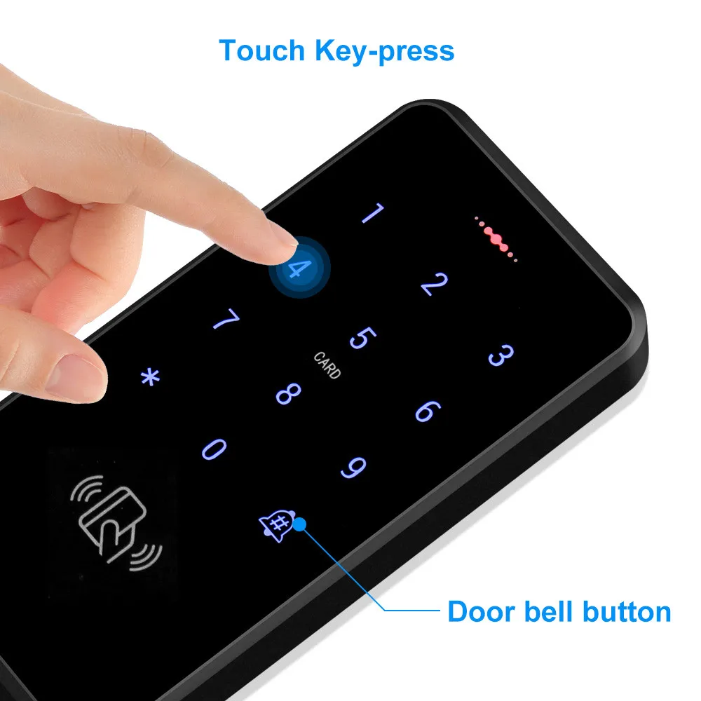 125KHz RFID Touch Keyboard IP68 Waterproof Access Control Keypad Controller Digits Lock Door Opener System Electronic Key Cards