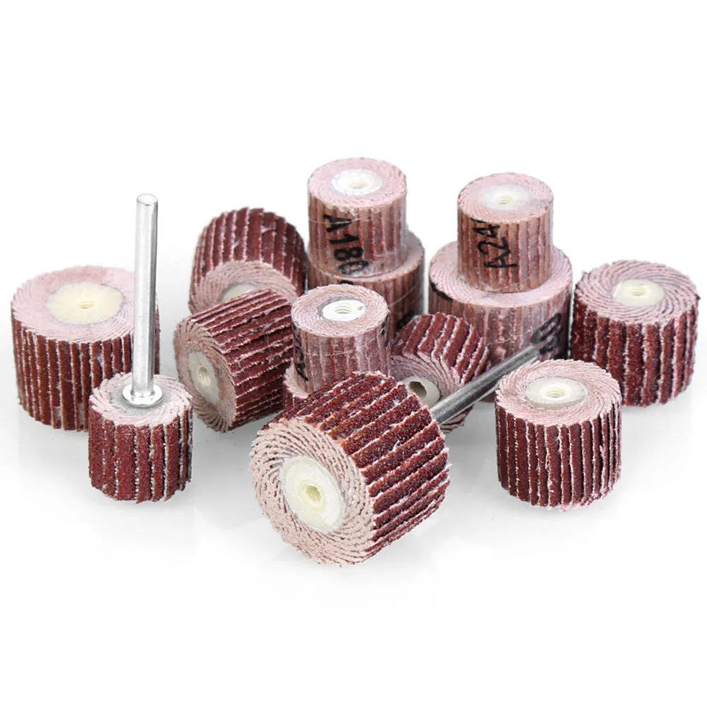 12mm/15mm/20mm 블라인드 데이빙 임펠러 그라인딩 사포 플랩 휠 헤드 맨드릴 로타리 미니 드릴 연마 도구 그릿 80-600