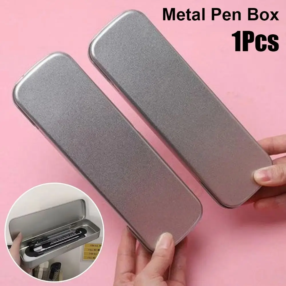1Pcs New Rectangular Metal Pen Box Versatile Fountain Pen Pencil Case Spacious Tinplate Box