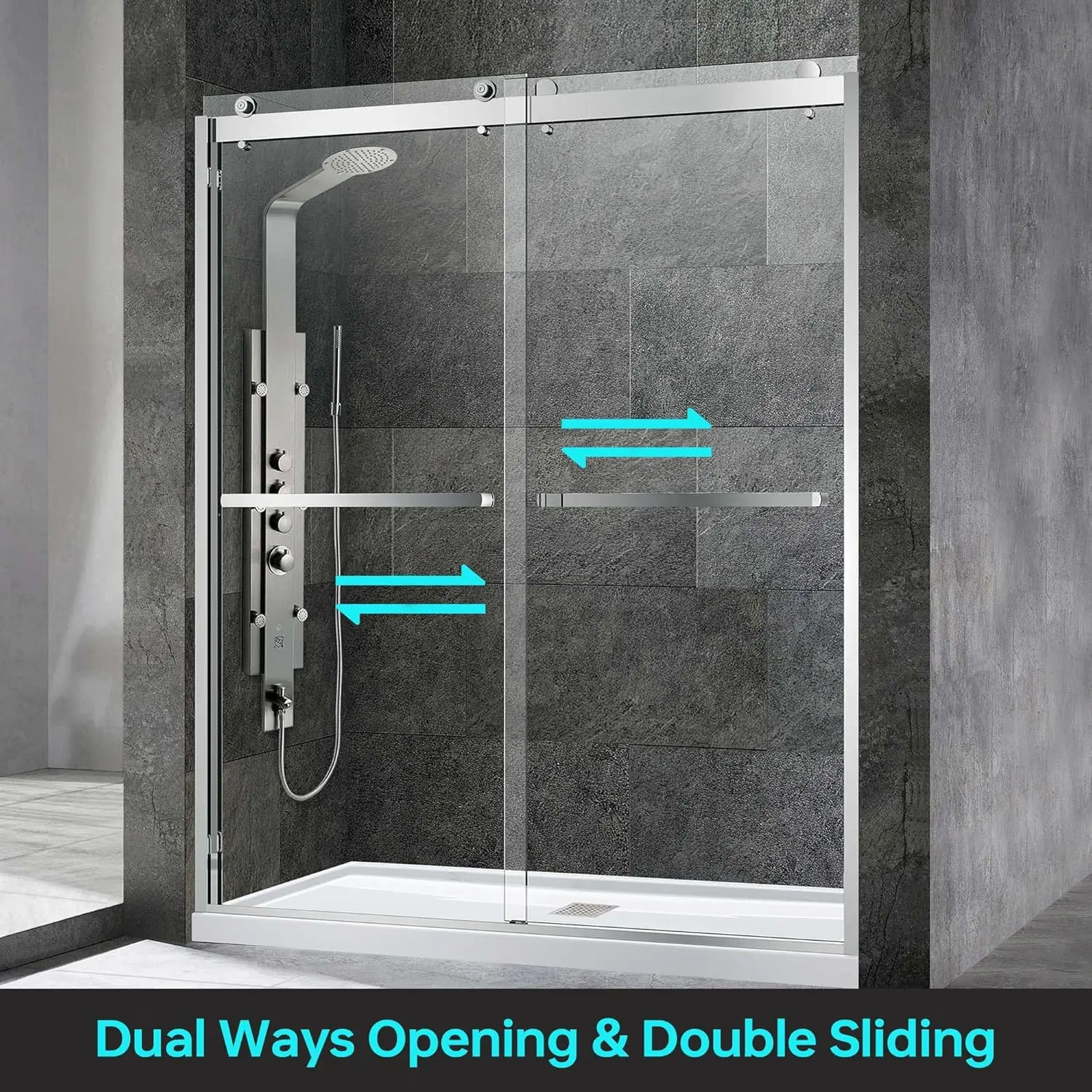 Woodbridge Frameless Sliding Shower Door, 56