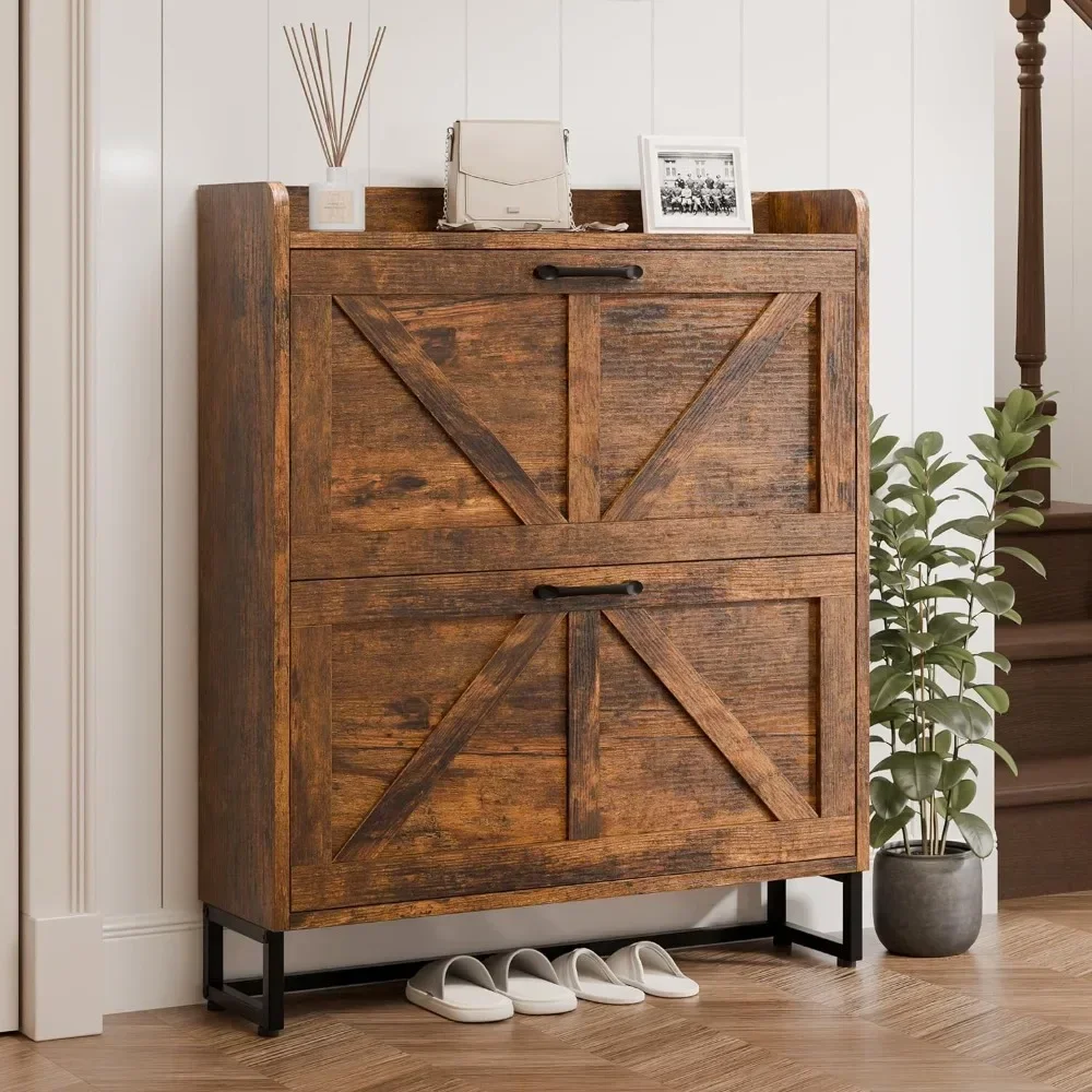 

#For Shoe Storage Cabinet with 2 Flip Drawers, Freestanding Rack Cabinet with Metal Legs, Hidden Organizer Cabinet for Entryway&