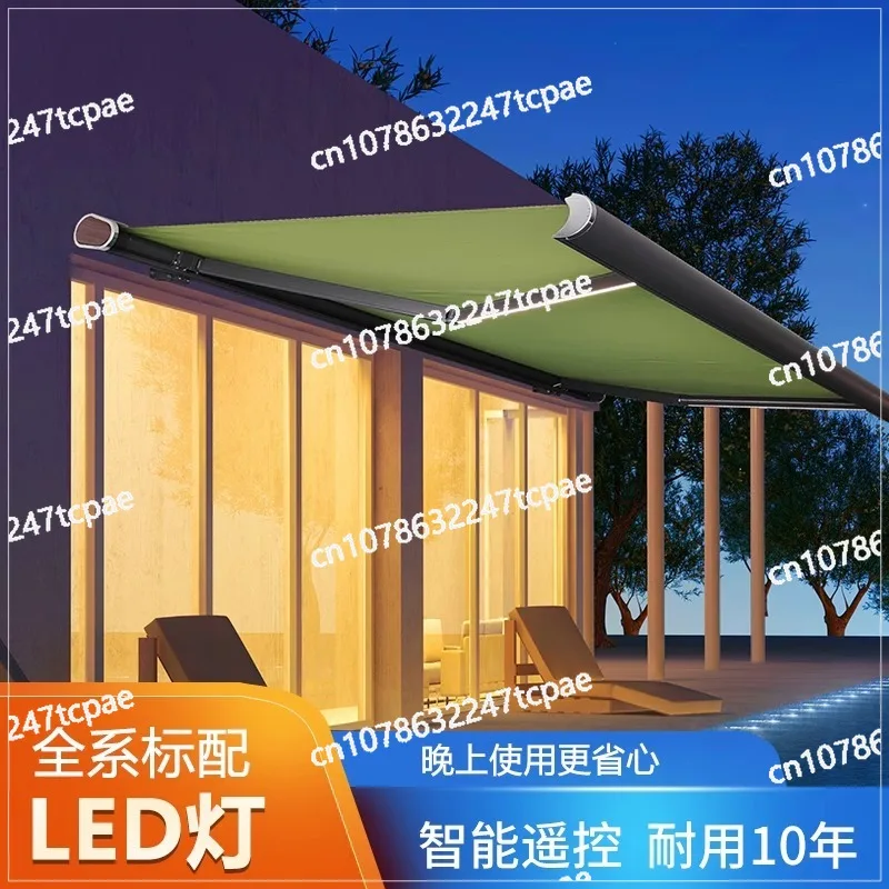 

Export Model Full Box Telescopic Awning Shop Villa Balcony Outdoor Awning Aluminum Alloy Crank Arm Awning Factory