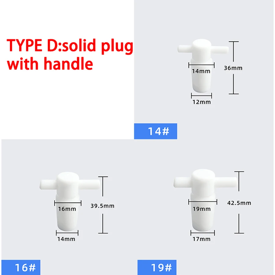 سدادة الأكمام PTFE مع مقبض وسدادة قارورة المختبر الصلبة ذات الفم القياسي