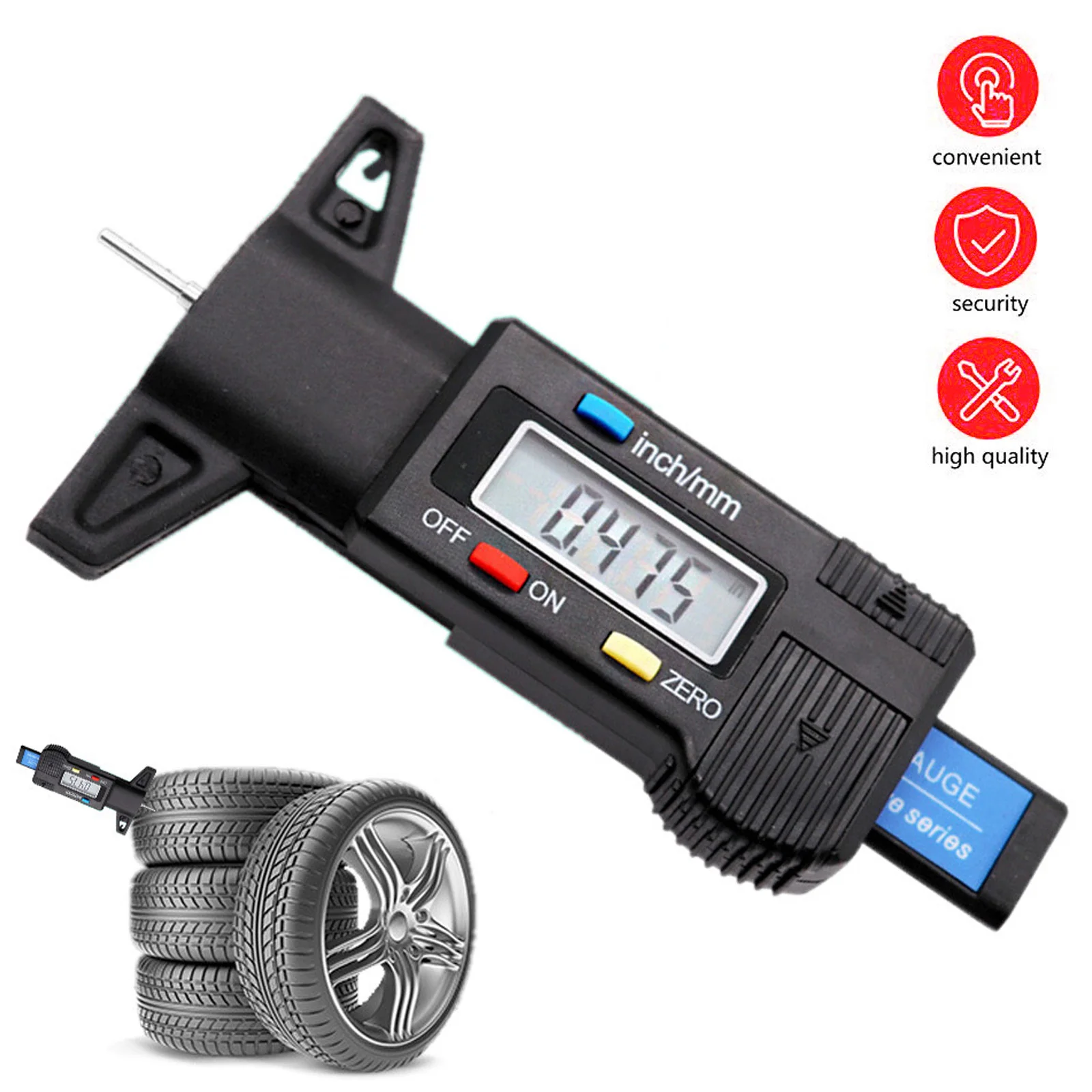 Digital Automotive Tire Thickness Gauge Depth Gauge Automotive Monitoring for Safety Wear Detection Measuring Caliper Gauge ﻿