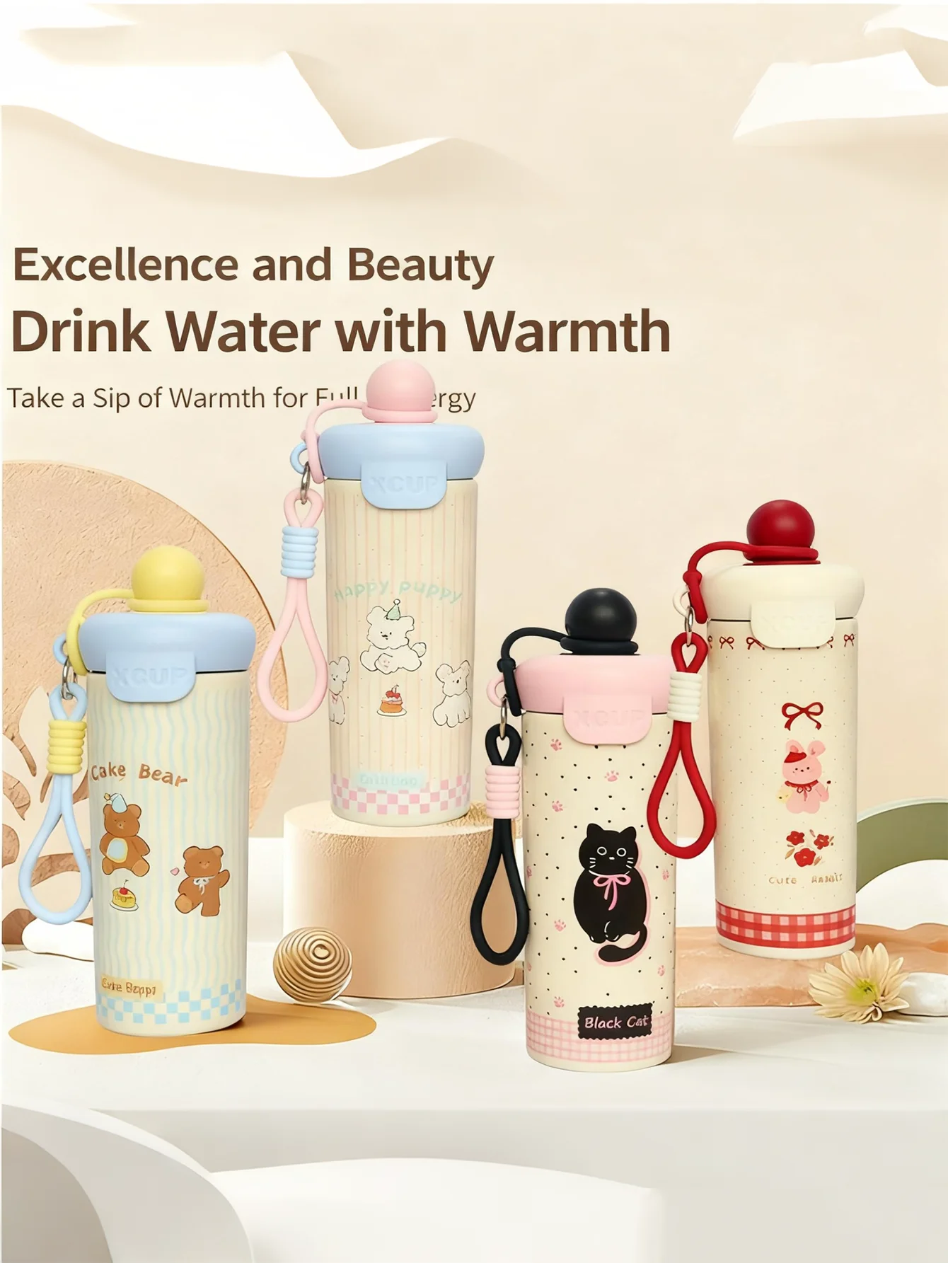 

Соломенная чашка изготовлена из пищевой нержавеющей стали и поставляется с милыми плавающими шариками для животных вдоль с помощью портативного ремешка.