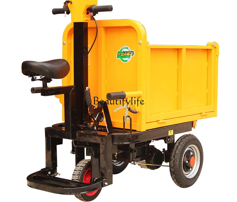 Construction Site Electric Trolley Three-Wheel Gray Bucket Trolley Salad Cement Feeding Truck Dump Truck