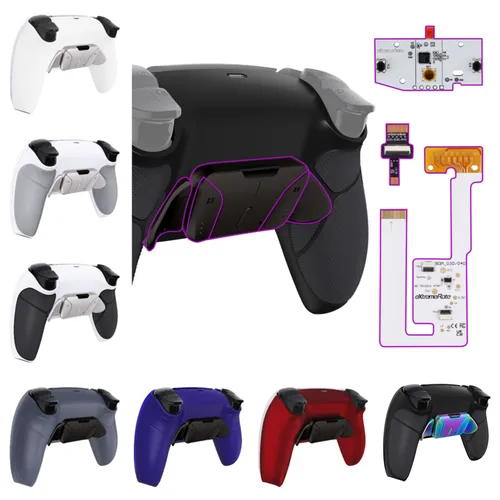 EXtremeRate Botones de Metal Real versión RISE4 V3 Remap Kit para controlador ps5 BDM-030/040/050, botón de carcasa trasera de placa de actualización