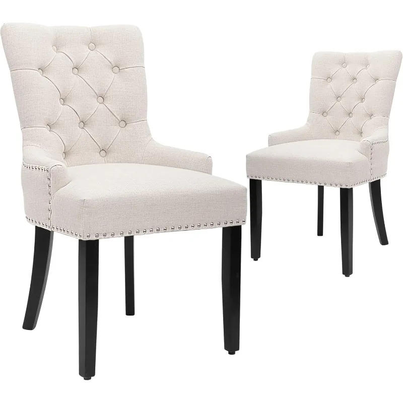 

Modern Elegant Button-Tufted Upholstered Fabric With Nailhead Trim Side Chair for Dining Room Accent Chair for Bedroom