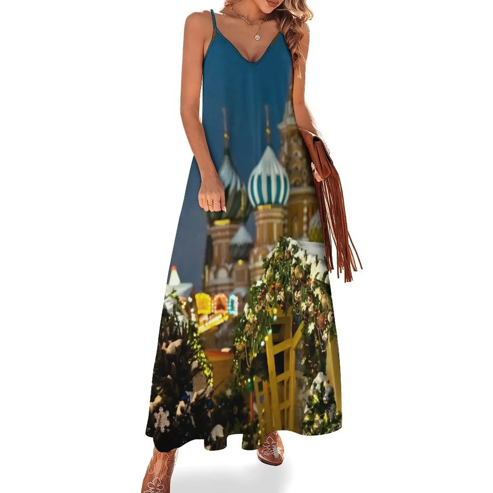 

Moscow in Christmas, Russia Sleeveless Dress women's fashion dresses Woman fashion