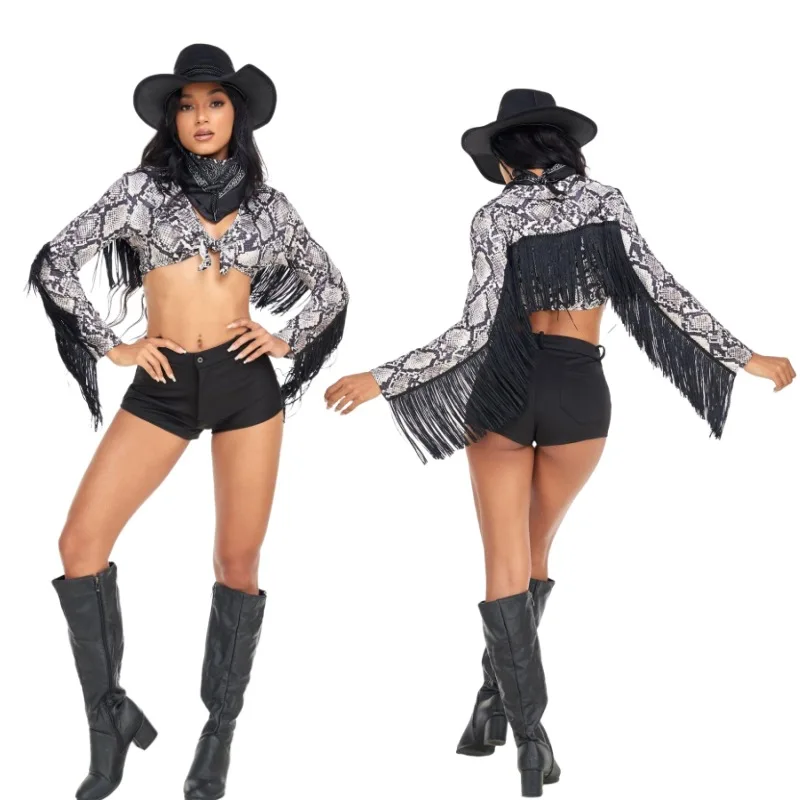 

loween Snake Skin Women's Costume Adult Western Cowboy Jazz Stage Performance Suit Set Women's Faion ow Outfit