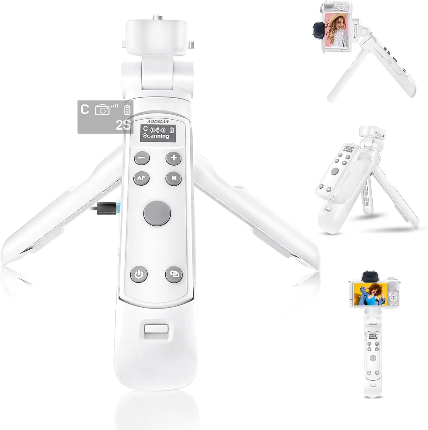 Weiß für Canon Vlog Shooting Grip Stativ mit OLED-Bildschirm und wiederaufladbarer kabelloser Kamera-Fernbedienung für Canon EOS R5 R6 T7i M50 RP