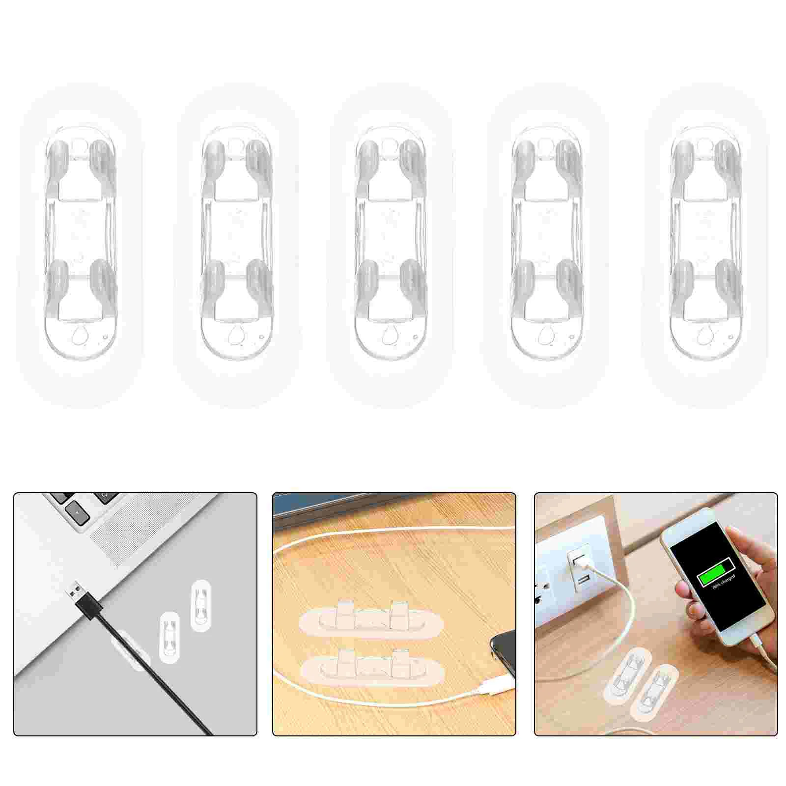 10 Pcs Cord Clip Transparent Self-adhesive Cable Routing Retainer 10pcs Small Acrylic Wire Organizer Desk Appliance