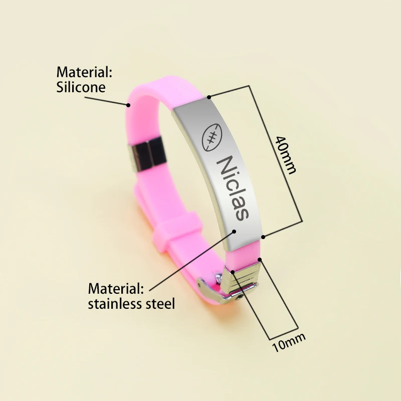 Bracelet Anti-perte d'Identification Personnalisé en Acier Inoxydable, Nom Personnalisé SOS, en Silicone Souple Sécurisé, Bijoux pour Enfant