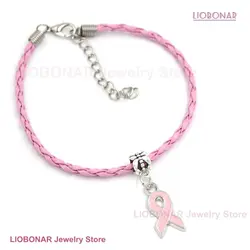 New Arrival  Breast Cancer Bracelet Yellow Pink Ribbon Charm Bracelets Awareness Jewelry for Cancer Center Foundation Gifts