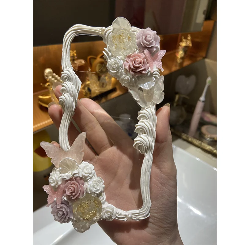 4093 INS Style Cute Simple Butterfly Elegant Cream Gel Phone Case تصميم مصنوع يدويًا متوافق مع Apple Oppo Huawei Vivo #1