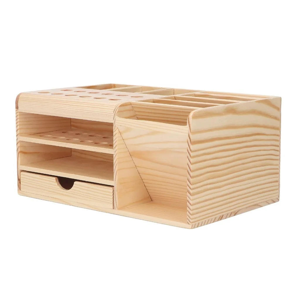 Wood Storage Rack Freestanding Rack Stable Tool Parts Box Space Saving Countertop Wooden Organizer Storage Shelf Organizer