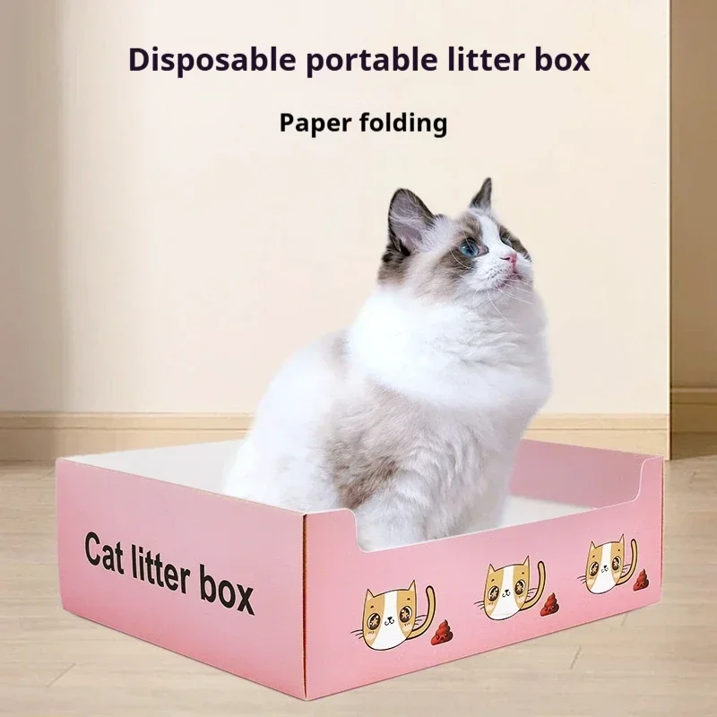 Disposable Cat Litter Box Folding Cat Toilet Cat Boarding Outdoor Temporary Pet Toilet Pet Cleaning Supplies