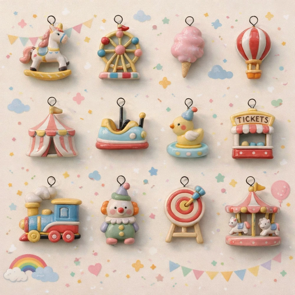 Neue Modische und Beliebte Vergnügungspark-Serie Karussell-Spielkonsole DIY Anhänger-Charms für Schmuck – Detail 1