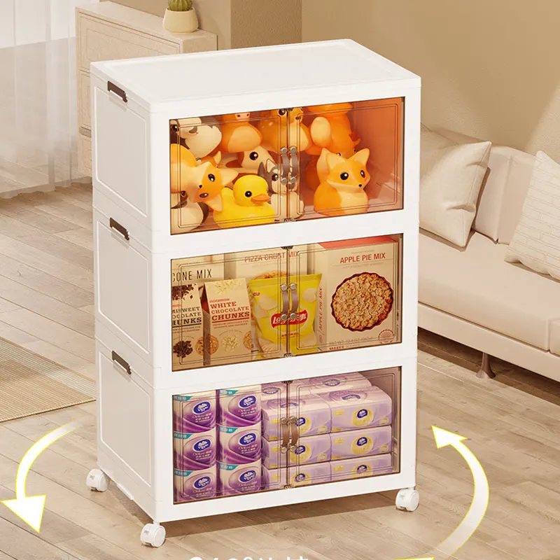 Multi-layer Folding Plastic Toy Storage Cabinet, instalação gratuita, roupa para crianças do bebê, armário de lanche