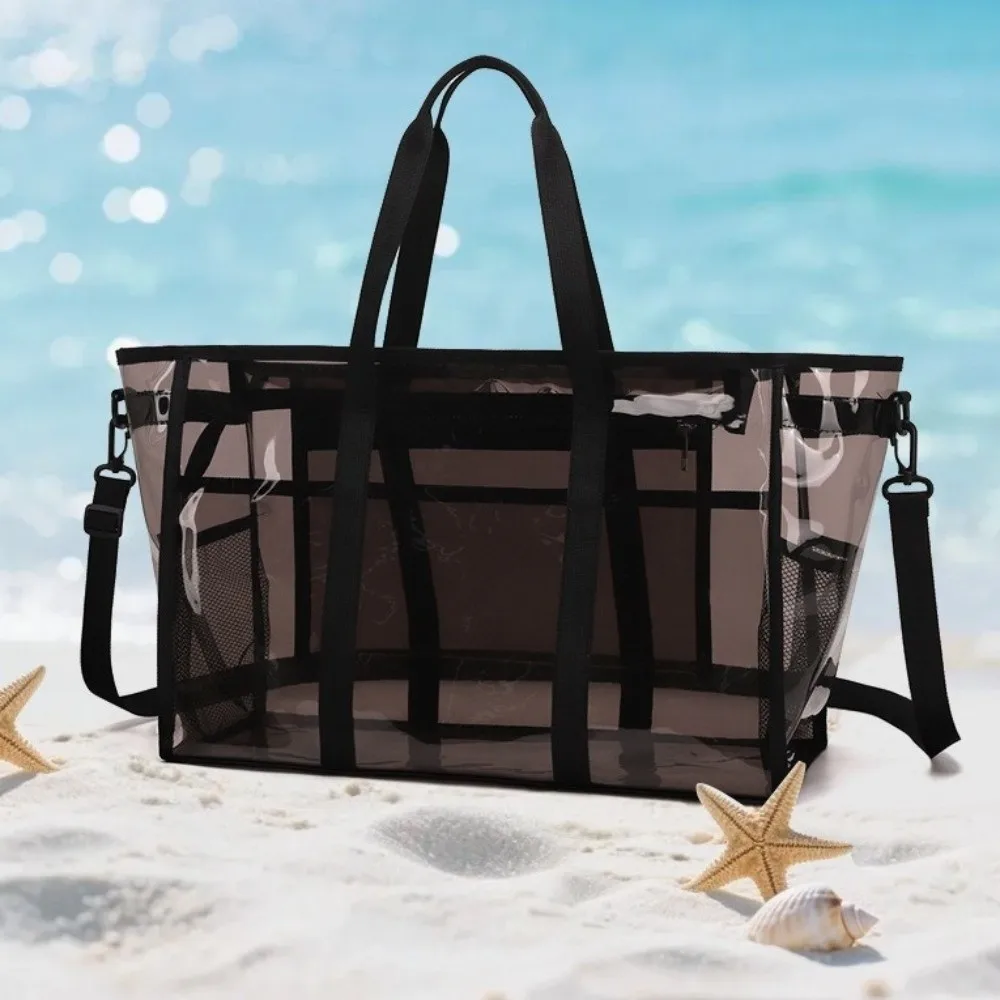 

Large Capacity Transparent Crossbody Bag Waterproof Lightweight Toiletries Handbag Oversized PVC Washing Storage Bag Shopping