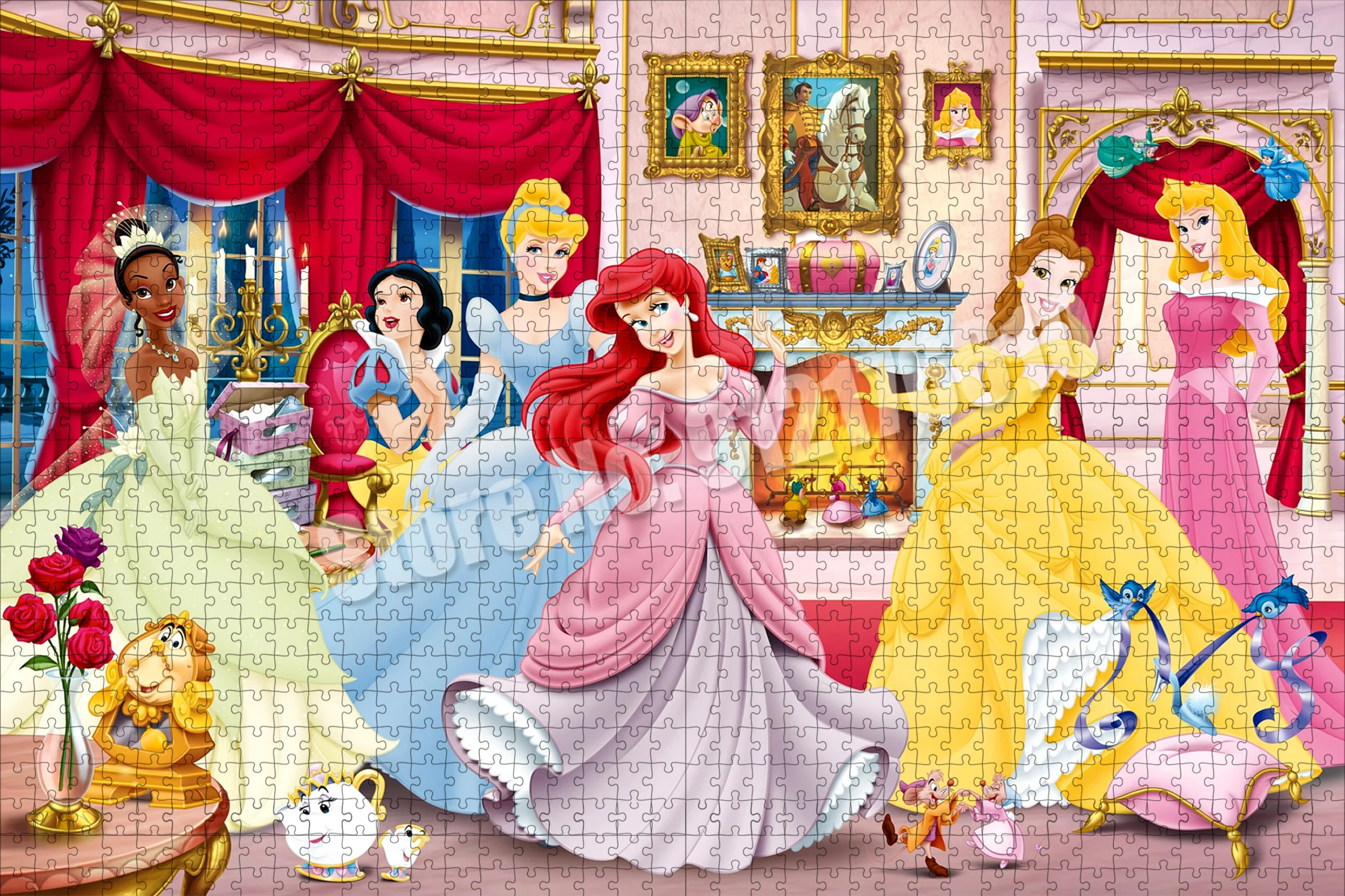 Disney Princess Party Puzzle dla dorosłych 300/500/1000 sztuk Puzzle Wczesna edukacja Dzieci Diy Puzzle Gra Zabawki Prezenty