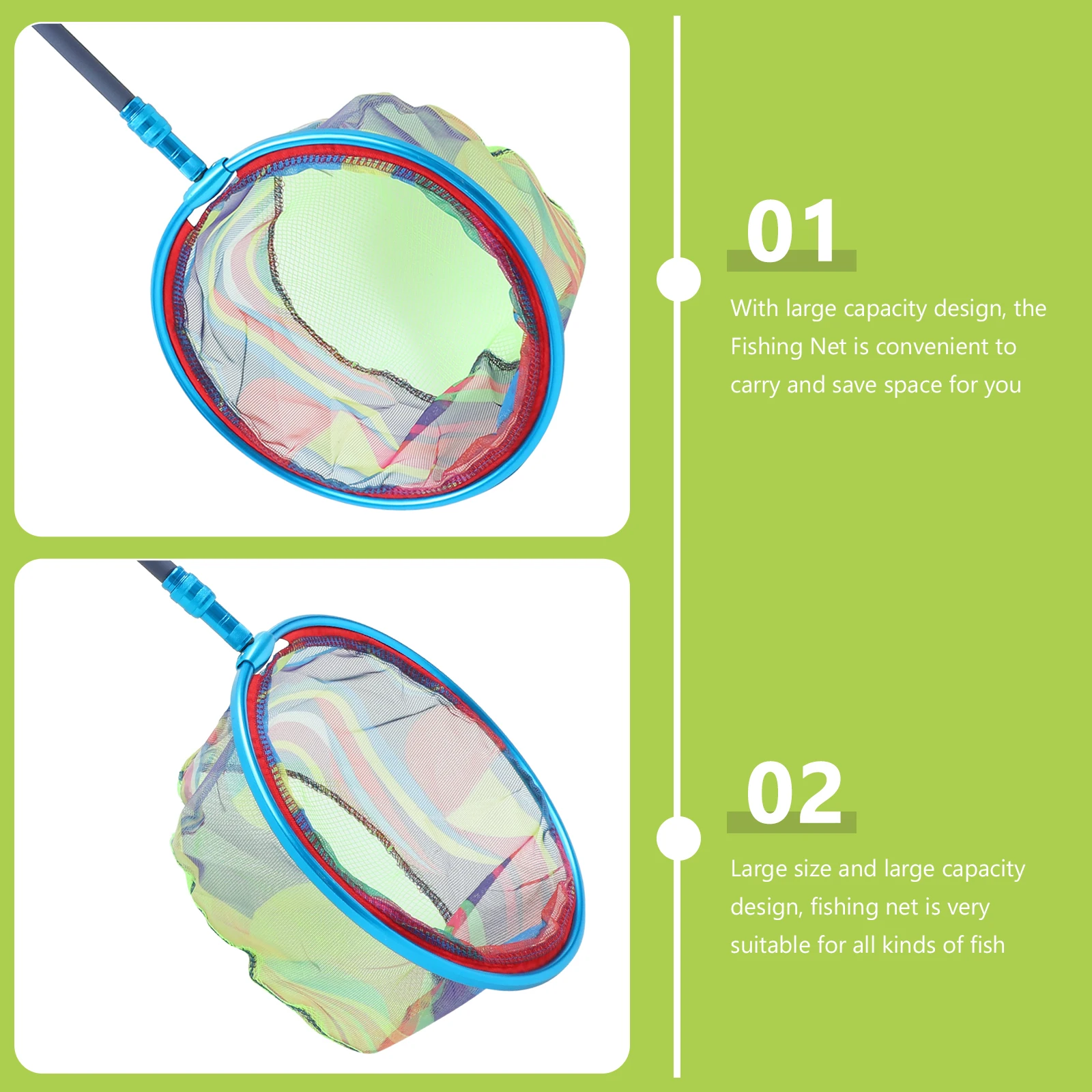 

1Set Fishing Net Large Capacity Sturdy Telescopic Landing Net Lightweight Compact Suitable for Freshwater Saltwater River Boat