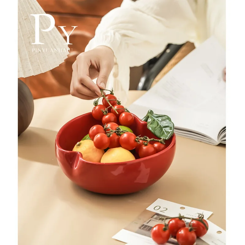 

Fun Apple Ceramic Candy Snack Plate Desktop Fruit Plate Kitchen Utensils Living Room Jewelry Food Miscellaneous Storage Tray