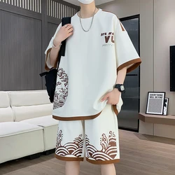 Summer New Sets Short-sleeved T-shirt Shorts Casual Sports Suit with Fashionable Handsome Men's Two-piece Tracksuit