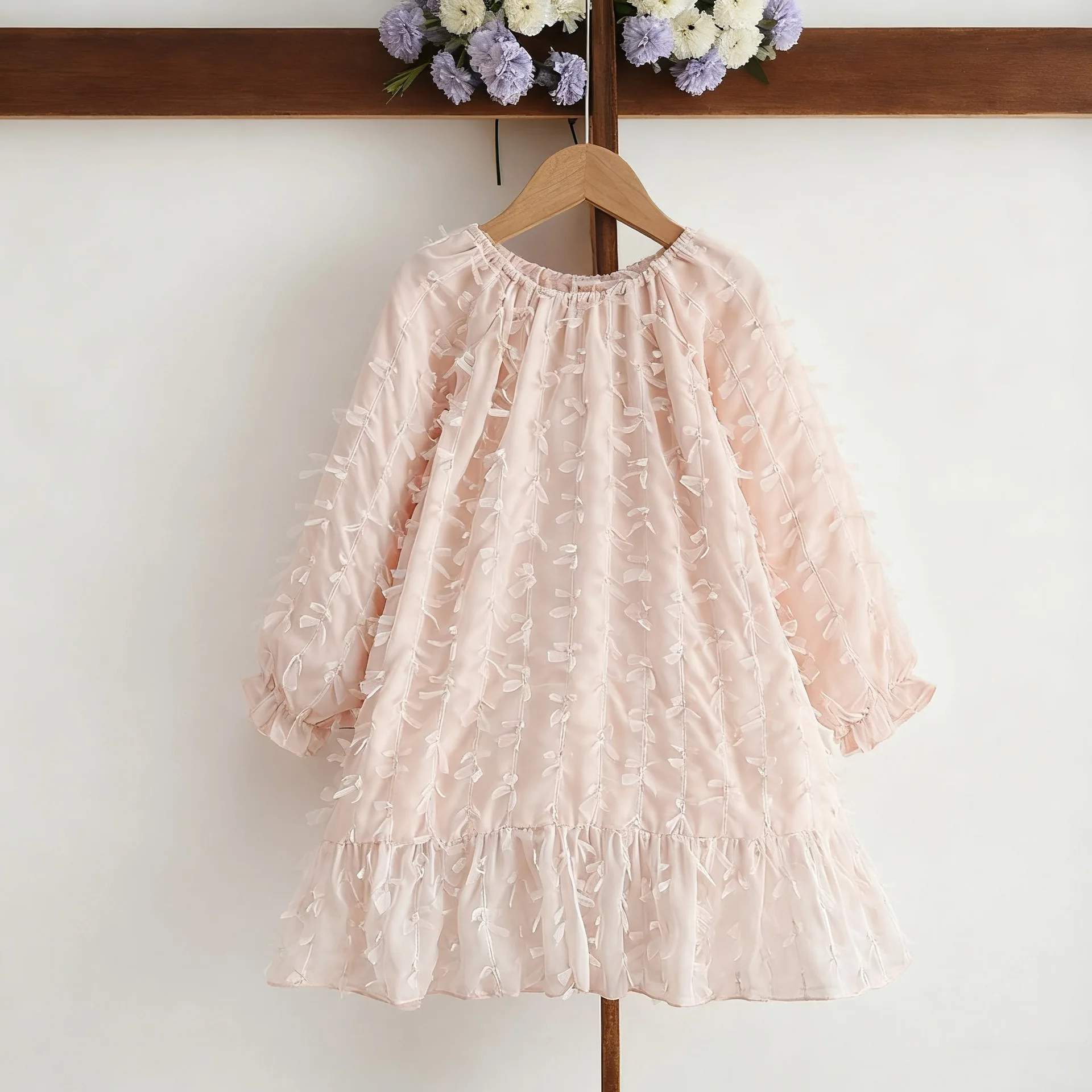 Girls Dress 2025 Spring and Autumn New Children Sweet Heavy Industry Princess Dress Baby Sweet Long Sleeve Dress