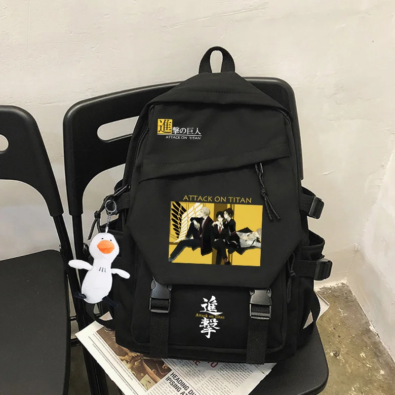 Anime Shingeki no Kyojin nylonowy plecak Kawaii dziewczyny chłopcy studenci tornister Cartoon torby na ramię na laptopa modne Bookbags