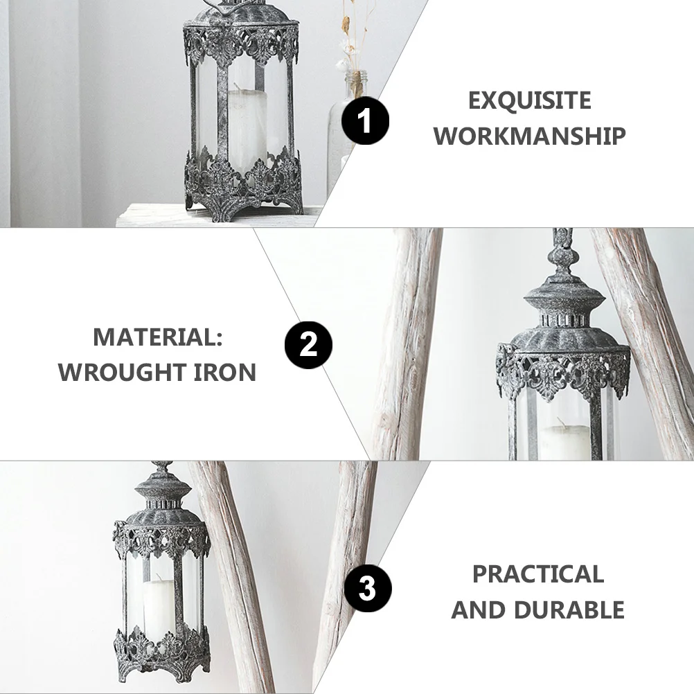 

1Pcs Wind Lantern Candlestick European Style Retro Holder Hanging Or Table Lantern Decorative Home Ornament for Garden