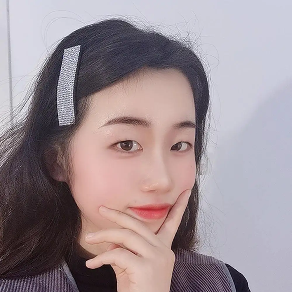 الحلو العصرية مستطيل الجانب مقاطع المشابك حجر الراين الكورية نمط المشابك كريستال النساء مقاطع الشعر دبابيس الشعر #4