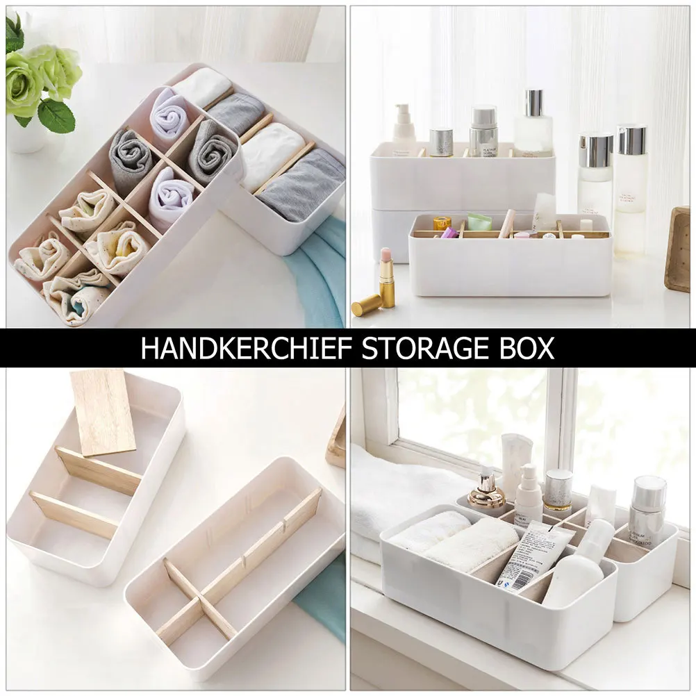 

1 pc Wooden Socks Storage Box 8 Compartment Underwear Organizer Detachable Household Container Simple Makeup Holder Creative